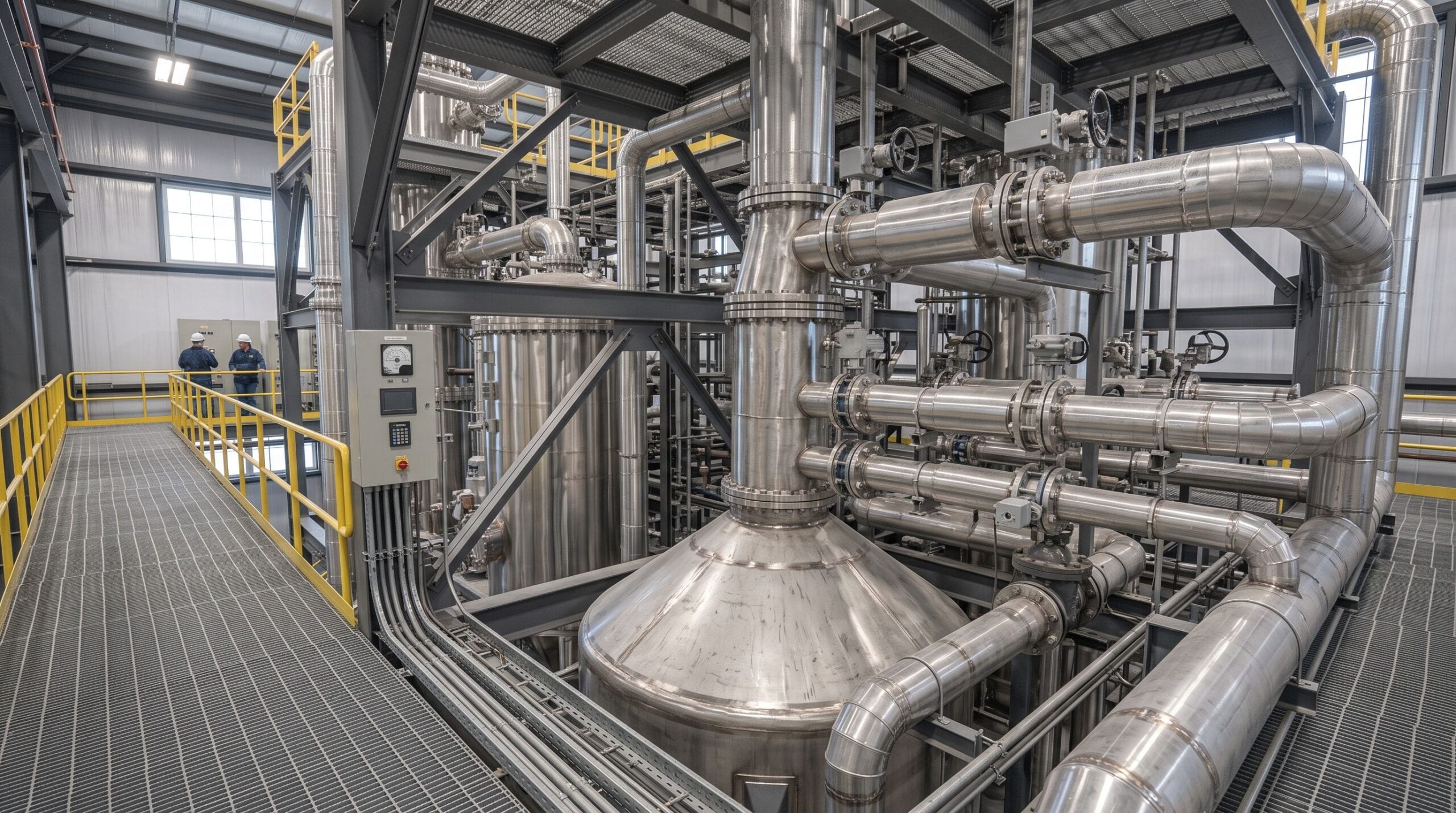 Industrial process equipment representing commercial-scale technology collaboration and investment.